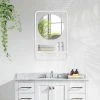 URBAN MEUBLE Miroir Mural Blanc Rond Et Moderne Avec étagère -Miroir Soldes Boutique 51782606 1