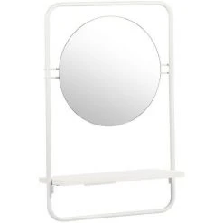 URBAN MEUBLE Miroir Mural Blanc Rond Et Moderne Avec étagère -Miroir Soldes Boutique 51782606 3
