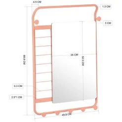 URBAN MEUBLE Miroir Mural Rectangulaire Saumon Avec Crochets -Miroir Soldes Boutique 51782610 5
