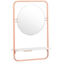 URBAN MEUBLE Miroir Mural Saumon Rond Et Moderne Avec étagère -Miroir Soldes Boutique 51782616 3