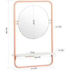 URBAN MEUBLE Miroir Mural Saumon Rond Et Moderne Avec étagère -Miroir Soldes Boutique 51782616 5