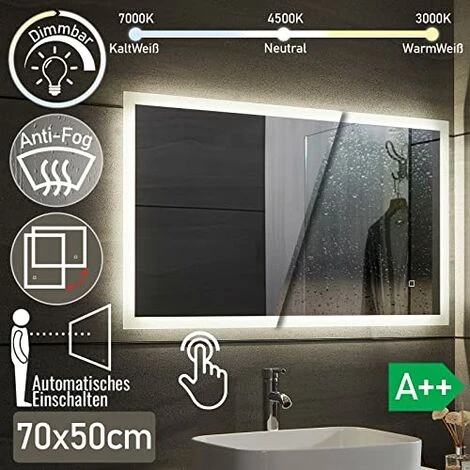 NOVA Trappage De Miroir Rétro-éclairé / Touche Horizontale 3 Mode De Lumière Couleur : 50x70 Cm 7 NOVA Trappage De Miroir Rétro-éclairé / Touche Horizontale 3 Mode De Lumière Couleur : 50x70 Cm – Image 5