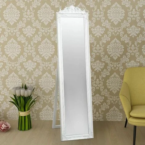 Topdeal Miroir Sur Pied Style Baroque 160 X 40 Cm Blanc 4 Topdeal Miroir Sur Pied Style Baroque 160 X 40 Cm Blanc – Image 2