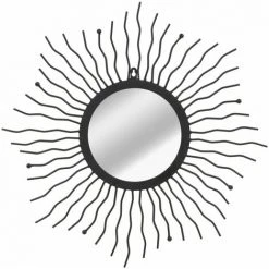 Topdeal Miroir Mural éclat De Soleil 60 Cm Noir