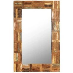 Topdeal Miroir Mural Bois De Récupération Massif 60 X 90 Cm
