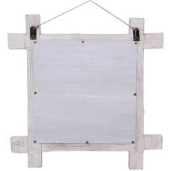 Topdeal Miroir à Bûches Blanc 70x70 Cm Bois De Récupération Massif -Miroir Soldes Boutique 52089514 4