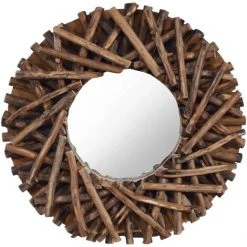 Topdeal Miroir Mural 40 Cm Teck Rond FF288801_FR
