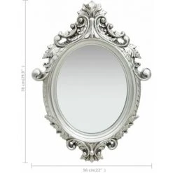 Topdeal Miroir Mural Style Château 56x76 Cm Argenté FF320358_FR -Miroir Soldes Boutique 52100917 5