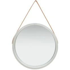 Topdeal Miroir Mural Avec Sangle 60 Cm Argenté FF320370_FR