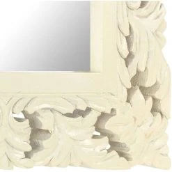Topdeal Miroir Sculpté à La Main Blanc 50x50 Cm Bois De Manguier Massif FF321641_FR -Miroir Soldes Boutique 52101215 4