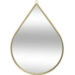 AUTRES Miroir Mural En Metal En Forme De Goutte - 21 X 29 Cm - Dore