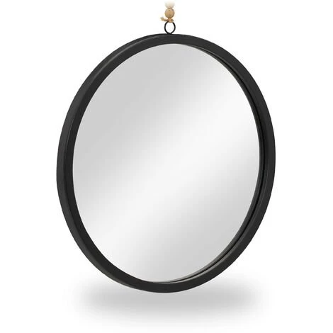 Relaxdays Miroir Rond, Mural, Avec Corde, Moderne, à Suspendre, 40 Cm, Métal, Pour Couloir, Salle De Bain, Salon, Noir 3 Relaxdays Miroir Rond, Mural, Avec Corde, Moderne, à Suspendre, 40 Cm, Métal, Pour Couloir, Salle De Bain, Salon, Noir