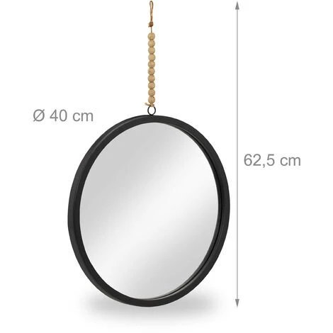 Relaxdays Miroir Rond, Mural, Avec Corde, Moderne, à Suspendre, 40 Cm, Métal, Pour Couloir, Salle De Bain, Salon, Noir 7 Relaxdays Miroir Rond, Mural, Avec Corde, Moderne, à Suspendre, 40 Cm, Métal, Pour Couloir, Salle De Bain, Salon, Noir – Image 5