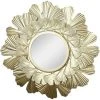 ECHOO Miroir Mural Rond Doré - À Suspendre - En Fer Forgé - En Forme De Fleur - Pour Salle De Bain, Dressing Ou Salon -Miroir Soldes Boutique 52470283 1