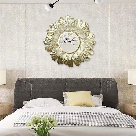 ECHOO Miroir Mural Rond Doré - À Suspendre - En Fer Forgé - En Forme De Fleur - Pour Salle De Bain, Dressing Ou Salon 5 ECHOO Miroir Mural Rond Doré - À Suspendre - En Fer Forgé - En Forme De Fleur - Pour Salle De Bain, Dressing Ou Salon – Image 3