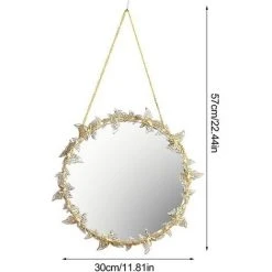 ECHOO Miroirs Pour Décoration Murale, Miroir Suspendu Doré Miroir De Maquillage Mural Papillon Doré Avec Chaîne Miroir Décoratif Rond Pour Salle De Bain Chambre Salon -Miroir Soldes Boutique 52470468 2