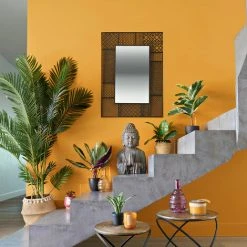 ATMOSPHERA Miroir "teeco" Couleur Noire Perforée - 66 X 1,5 X 91,5 Cm - 0 -Miroir Soldes Boutique 52531407 3