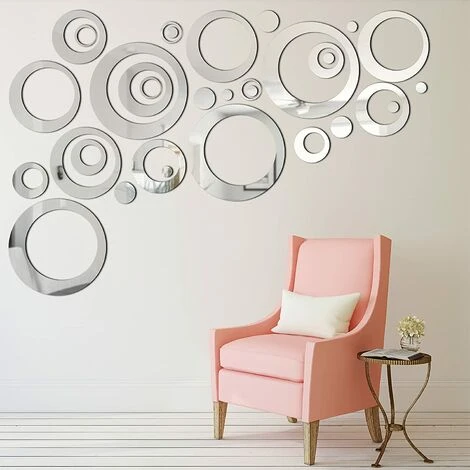 MODOU 32 Pièces Réglage Miroir Acrylique Amovible Sticker Mural Decal Maison Décoration (Style 4) 3 MODOU 32 Pièces Réglage Miroir Acrylique Amovible Sticker Mural Decal Maison Décoration (Style 4)