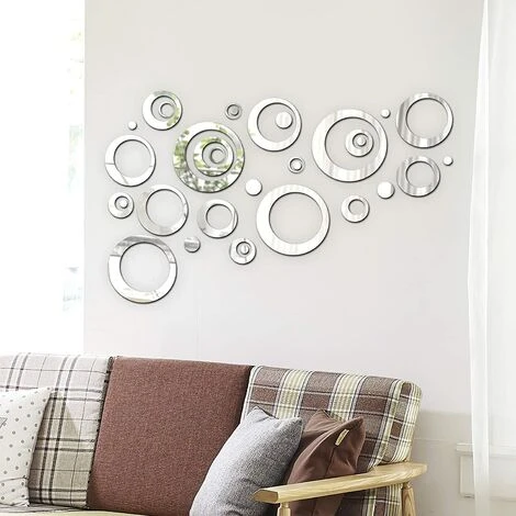 MODOU 32 Pièces Réglage Miroir Acrylique Amovible Sticker Mural Decal Maison Décoration (Style 4) 7 MODOU 32 Pièces Réglage Miroir Acrylique Amovible Sticker Mural Decal Maison Décoration (Style 4) – Image 5