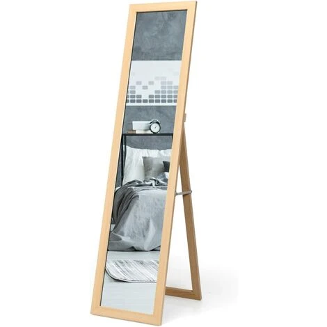 GOPLUS Miroir 2 En 1 Mural Sur Pied, HD Miroir Avec Cadre De Style Moderne, Psyché 147 X 29 CM, Sur Toute La Longueur, Idéale Pour Votre Vestibule Ou Chambre à Coucher (Naturel) 4 GOPLUS Miroir 2 En 1 Mural Sur Pied, HD Miroir Avec Cadre De Style Moderne, Psyché 147 X 29 CM, Sur Toute La Longueur, Idéale Pour Votre Vestibule Ou Chambre à Coucher (Naturel) – Image 2