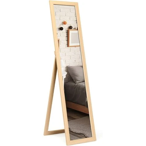 GOPLUS Miroir 2 En 1 Mural Sur Pied, HD Miroir Avec Cadre De Style Moderne, Psyché 147 X 29 CM, Sur Toute La Longueur, Idéale Pour Votre Vestibule Ou Chambre à Coucher (Naturel) 5 GOPLUS Miroir 2 En 1 Mural Sur Pied, HD Miroir Avec Cadre De Style Moderne, Psyché 147 X 29 CM, Sur Toute La Longueur, Idéale Pour Votre Vestibule Ou Chambre à Coucher (Naturel) – Image 3