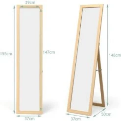 GOPLUS Miroir 2 En 1 Mural Sur Pied, HD Miroir Avec Cadre De Style Moderne, Psyché 147 X 29 CM, Sur Toute La Longueur, Idéale Pour Votre Vestibule Ou Chambre à Coucher (Naturel) 11 GOPLUS Miroir 2 En 1 Mural Sur Pied, HD Miroir Avec Cadre De Style Moderne, Psyché 147 X 29 CM, Sur Toute La Longueur, Idéale Pour Votre Vestibule Ou Chambre à Coucher (Naturel) -Miroir Soldes Boutique 52730320 5