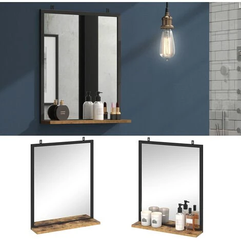 Miroir Mural „Fyrk“ Vieux Bois/Noir Vicco 4 Miroir Mural „Fyrk“ Vieux Bois/Noir Vicco – Image 2