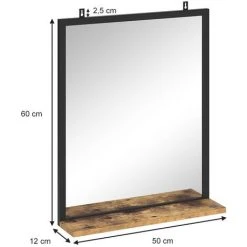 Miroir Mural „Fyrk“ Vieux Bois/Noir Vicco 9 Miroir Mural „Fyrk“ Vieux Bois/Noir Vicco -Miroir Soldes Boutique 52940802 3