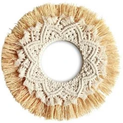 BEARSU Miroirs Muraux Macramés Boho Miroir Art Décor Macramé Frange Miroirs Pour Murale Appartement Maison Chambre Salon Décor