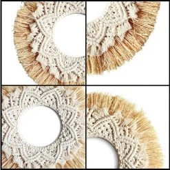 BEARSU Miroirs Muraux Macramés Boho Miroir Art Décor Macramé Frange Miroirs Pour Murale Appartement Maison Chambre Salon Décor 9 BEARSU Miroirs Muraux Macramés Boho Miroir Art Décor Macramé Frange Miroirs Pour Murale Appartement Maison Chambre Salon Décor -Miroir Soldes Boutique 52973488 3