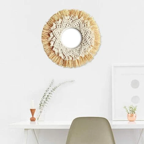 BEARSU Miroirs Muraux Macramés Boho Miroir Art Décor Macramé Frange Miroirs Pour Murale Appartement Maison Chambre Salon Décor 6 BEARSU Miroirs Muraux Macramés Boho Miroir Art Décor Macramé Frange Miroirs Pour Murale Appartement Maison Chambre Salon Décor – Image 4