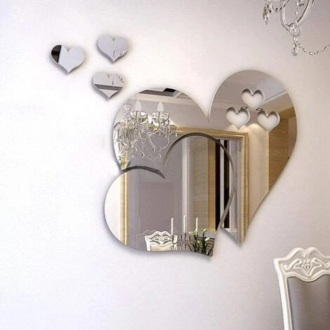 ECHOO Miroir Stickers Muraux, Cristal 3D Double Amour Coeur Acrylique DIY Art Stickers Muraux Maison Salon Salle De Bain TV Fond Décor, 10 Pcs / 2 Ensemble (Argent) 3 ECHOO Miroir Stickers Muraux, Cristal 3D Double Amour Coeur Acrylique DIY Art Stickers Muraux Maison Salon Salle De Bain TV Fond Décor, 10 Pcs / 2 Ensemble (Argent)