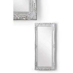 Baroni Home Miroir Mural Avec Cadre En Bois, Style Shabby Chic Rectangulaire, Taille 28x3x65 Cm - Blanche Antique