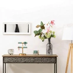 Baroni Home Miroir Mural Avec Cadre En Bois, Style Shabby Chic Rectangulaire, Taille 28x3x65 Cm - Blanche Antique -Miroir Soldes Boutique 53299416 3