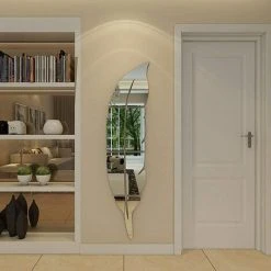 READCLY Miroir D'autocollant Lumineux De Plume, 3D Miroir Décoratif Moderne Amovible Art Mural Pour Salon Chambre Bureau Décoration De La Maison 73x18cmcm -Miroir Soldes Boutique 53306647 4