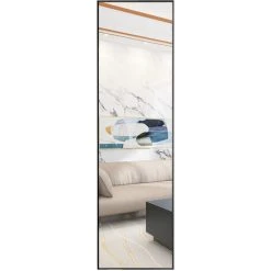 ORGANNICE Miroir Sur Pied Avec Cadre En Métal Noir 140x40cm HD Grand Miroir Pleine Longueur Avec Crochets Pour Une Utilisation Dans Le Salon Ou Le Dressing - Noir -Miroir Soldes Boutique 53307007 4