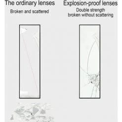 ORGANNICE Miroir Sur Pied Avec Cadre En Métal Noir 140x40cm HD Grand Miroir Pleine Longueur Avec Crochets Pour Une Utilisation Dans Le Salon Ou Le Dressing - Noir -Miroir Soldes Boutique 53307007 5