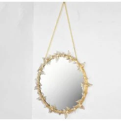 LITZEE Miroir Rond Pour Decoration Murale Dans Maison, Salon Et Miroir Doré Pour Décoration A