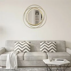 LITZEE Miroir Rond Pour Decoration Murale Dans Maison, Salon Et Miroir Doré Pour Décoration C -Miroir Soldes Boutique 53351625 5