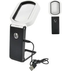 GUAZHUNIFR Loupe Sur Pied LED Guazhuni 5X 25X Loupe De Table Avec Support Pliable Loupe De Lecture Éclairée Lampe Loupe 3 Modes LED Pour Lecture, Réparation, Couture - 85 X 55mm