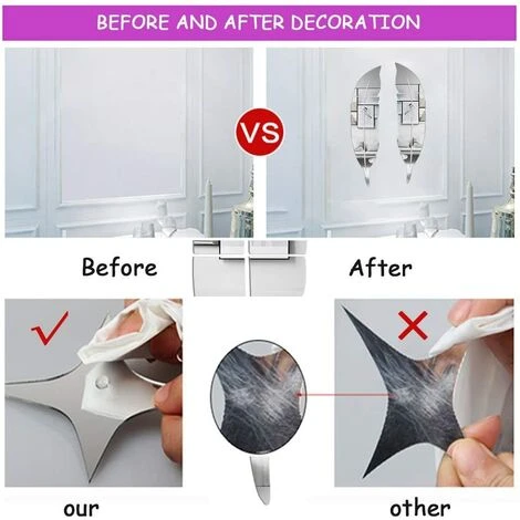 LONGZIMING Miroir Acrylique 3D - Décoration Murale Autocollante En Forme De Plume - Décoration D'intérieur Pour Salon, Chambre, Salle De Bain, Ferme-plume Argentée-30 X 125 Cm 6 LONGZIMING Miroir Acrylique 3D - Décoration Murale Autocollante En Forme De Plume - Décoration D'intérieur Pour Salon, Chambre, Salle De Bain, Ferme-plume Argentée-30 X 125 Cm – Image 4