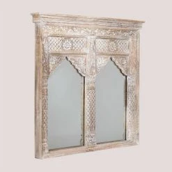 Miroir Mural Double Priyan SKLUM Bois De Manguiers Bois Blanc Vintage - Bois Blanc Vintage Bois Blanc Vintage