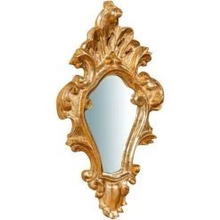 BISCOTTINI Miroir Murale En Bois Finition Feuille Or Vieilli Aux Dimensions L20XPR3XH35 Cm Made In Italy