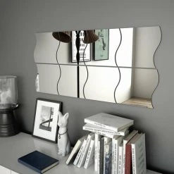 LITZEE Miroir Mural 8 Pcs 20 X 20 Cm Ondulé Verre #