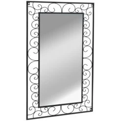 LITZEE Miroir Mural Rectangulaire 60 X 110 Cm Noir # -Miroir Soldes Boutique 53765790 3