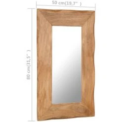 LITZEE Miroir Cosmétique 50x80 Cm Bois Solide D'acacia # -Miroir Soldes Boutique 53766050 5