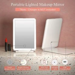 ENLENK Miroir De Vanité De Maquillage Rechargeable Avec 72 Lumières LED, Miroir De Beauté Portable Light Up De Voyage éclairé -Miroir Soldes Boutique 53775518 4