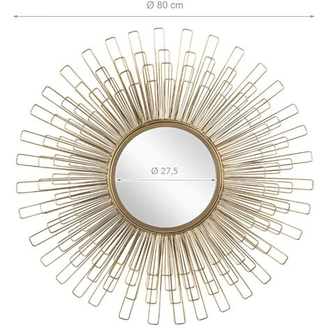WOMO DESIGN Miroir Soleil Doré Cadre Métallique Design Décoratif Bogota 80 Cm WOMO-DESIGN® 5 WOMO DESIGN Miroir Soleil Doré Cadre Métallique Design Décoratif Bogota 80 Cm WOMO-DESIGN® – Image 3