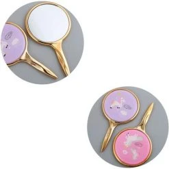 GUAZHUNIFR Miroir Maquillage Guazhuni 2 Pièces Rond Cosmétique Miroir À Main Miroir De Poche Portable Voyage Miroir De Courtoisie Pour Cadeau Saint-Valentin, Cadeau D'anniversaire, Cadeau De Noël, Motif De Licorne -Miroir Soldes Boutique 53818306 4