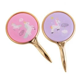 GUAZHUNIFR Miroir Maquillage Guazhuni 2 Pièces Rond Cosmétique Miroir À Main Miroir De Poche Portable Voyage Miroir De Courtoisie Pour Cadeau Saint-Valentin, Cadeau D'anniversaire, Cadeau De Noël, Motif De Licorne -Miroir Soldes Boutique 53818306 5